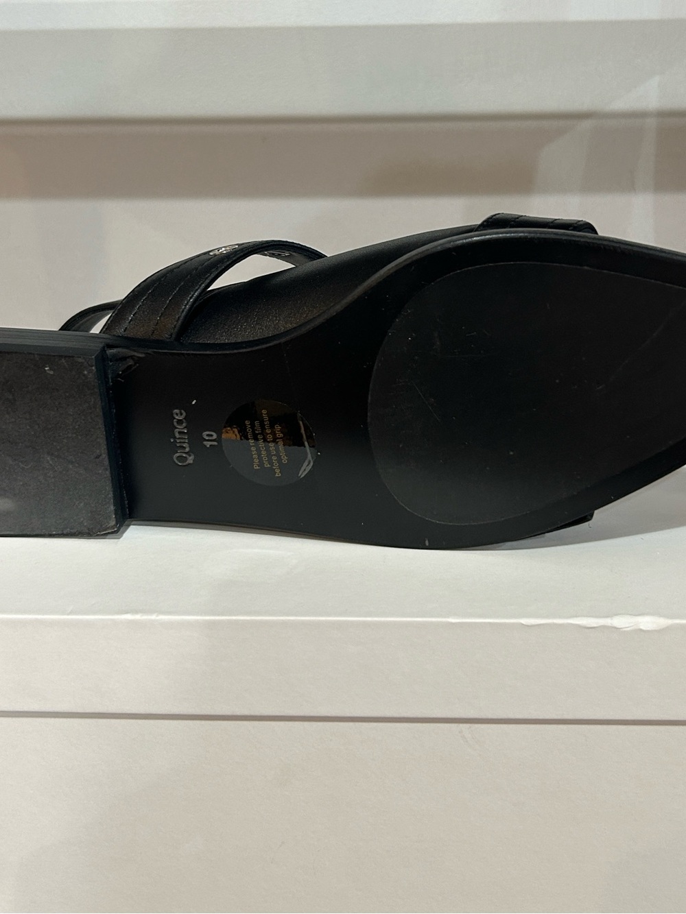 Quince Italian Leather Bold Buckle Slingback Flat NIB - Picture 6 of 10